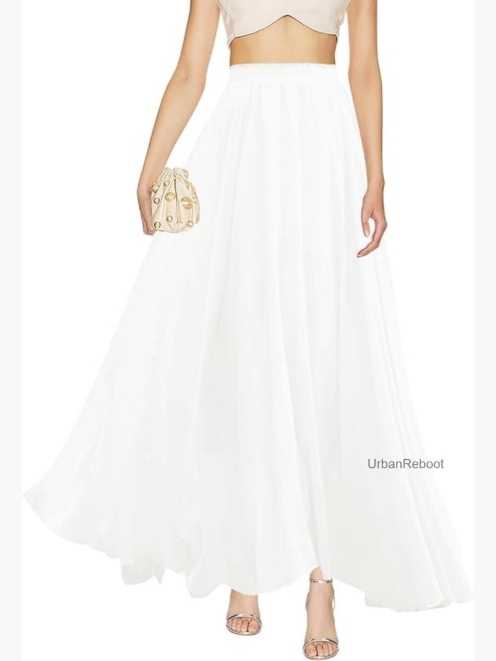 Boho Ankle Length Elastic Maxi Chiffon Flowy Skirt